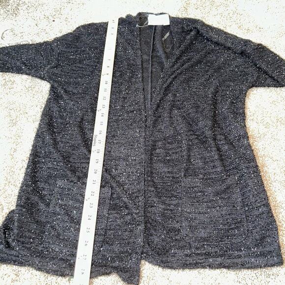 NEW Maurices cardigan black & silver tensel textured front pockets SZ 0 sparkley - Picture 12 of 13